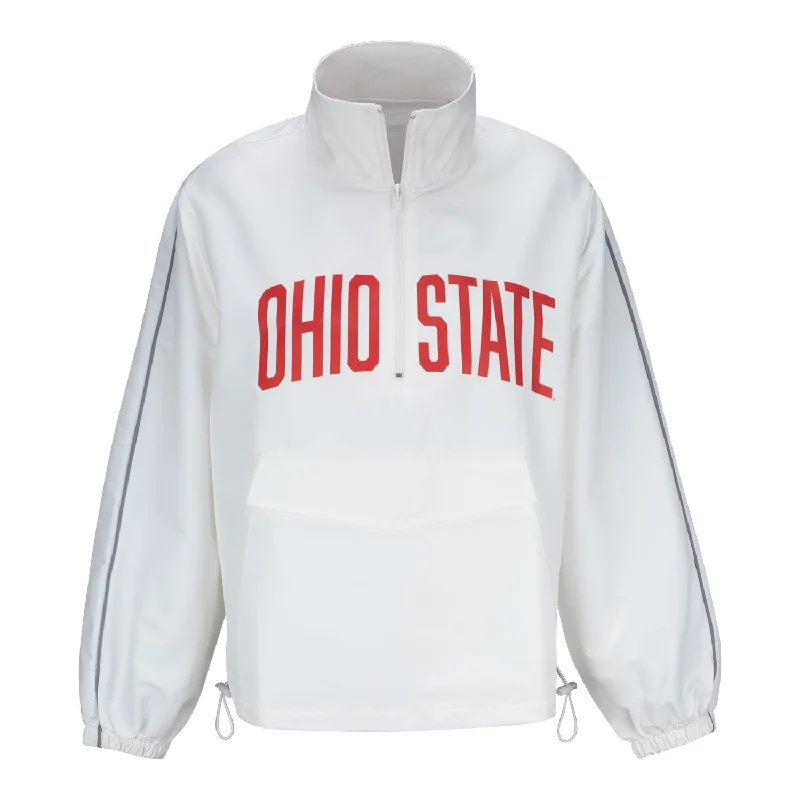 minimalist coats for women -women's pleated tops -Ladies Ohio State Buckeyes Lusso 1/4 Zip Parker Rain Tech Jacket