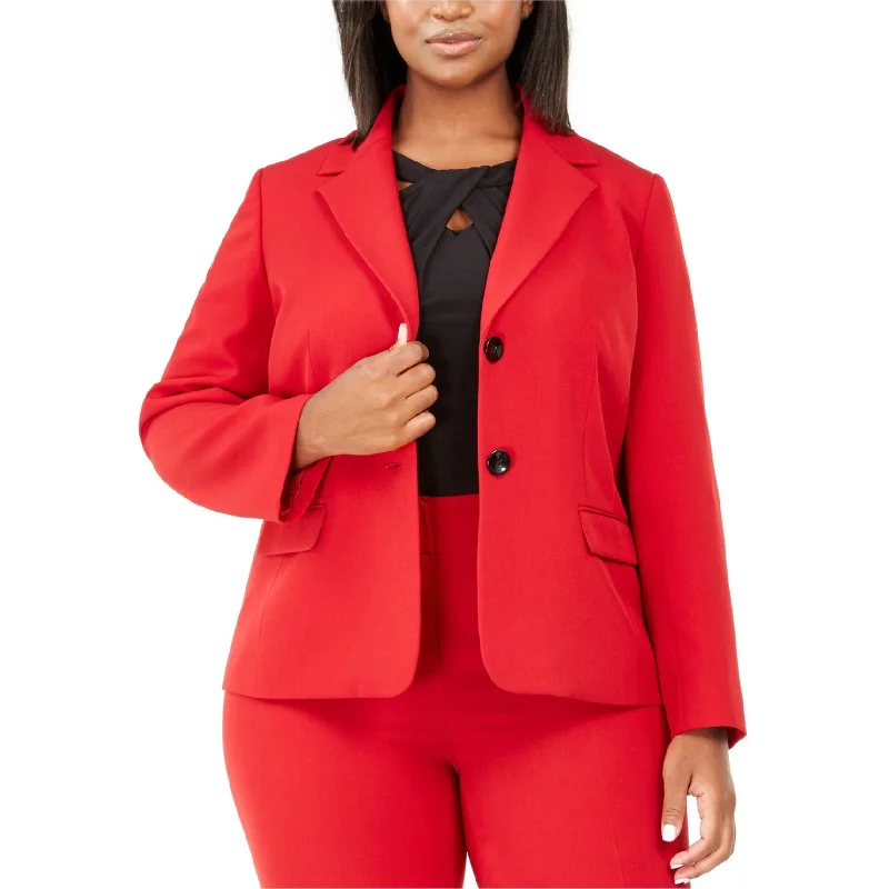 sporty windbreakers for women -silky tops for women -Kasper Womens Solid Two Button Blazer Jacket, Red, 16W