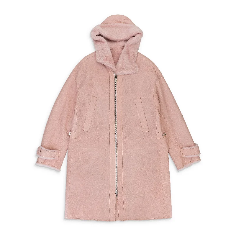 structured coats for women -spring fashion tops for women -DOUBLE-SIDED SHEEPSKIN PINK COAT