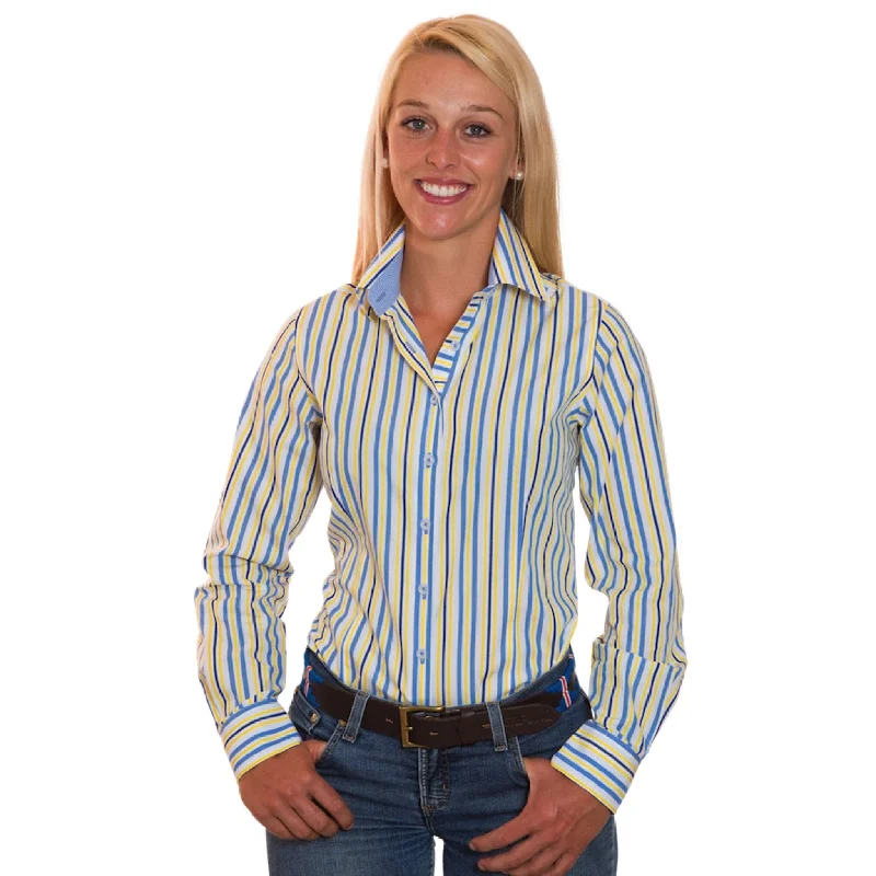 women's tunic tops -Elly N1-Yellow/Navy Stripe