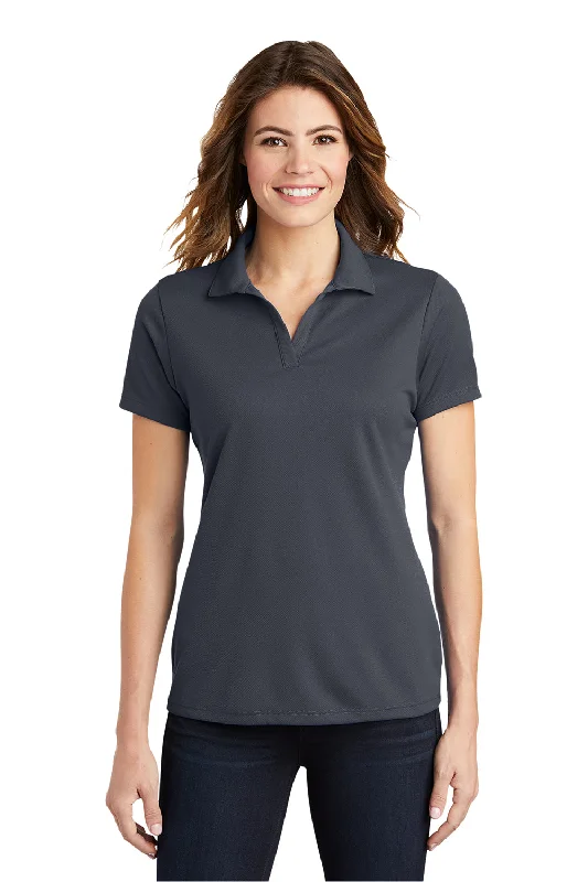 striped shirts for women -Sport-Tek Womens RacerMesh Moisture Wicking Short Sleeve Polo Shirt - Graphite Grey