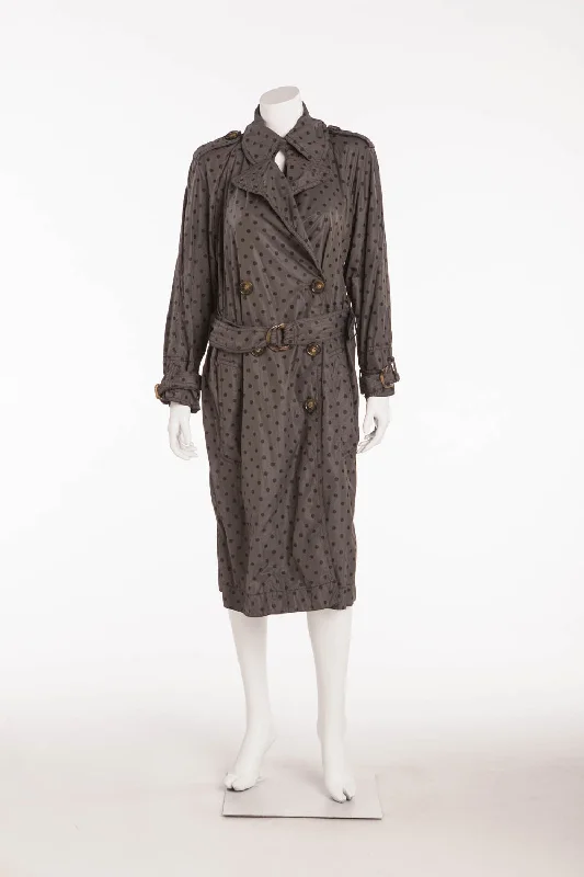 short jackets for women -oversized t-shirts for women -Sonia Rykiel - Gray & Black Polka Dot Trench Coat - S