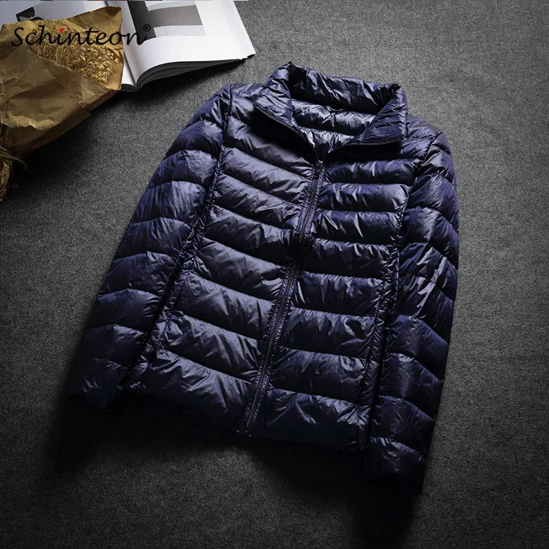 women's raincoats -women's velvet tops -2018 Schinteon Ultra White Duck Down Jacket Spring Autumn Warm Slim Zipper Women Fashion Light Down Coat 13 Colors S-3XL