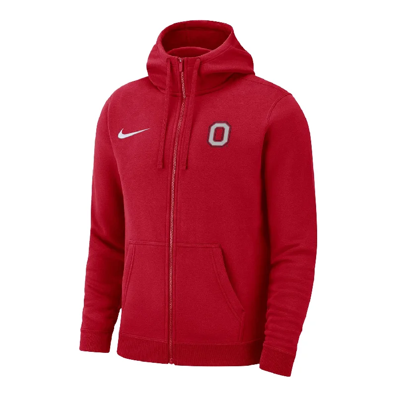 long cardigan coats for women -elegant chiffon blouses -Ohio State Buckeyes Nike Club Hood Full Zip Game Day Scarlet Jacket