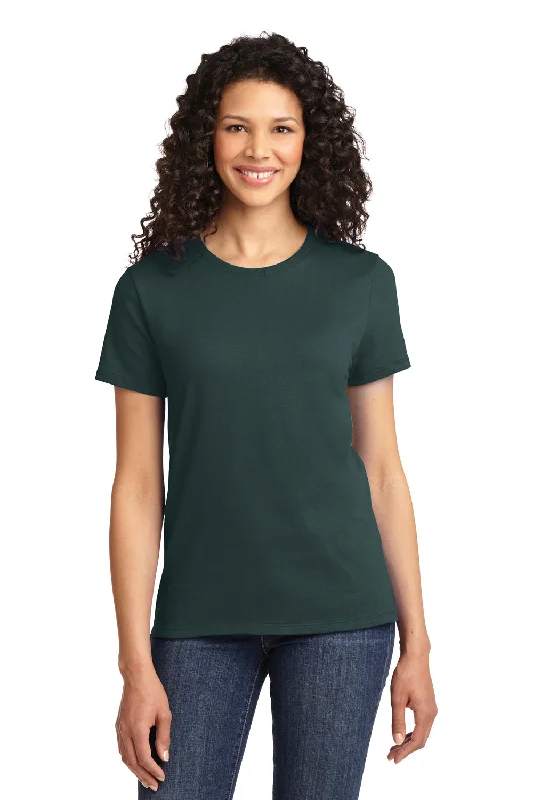 soft knitted blouses for women -Port & Company Womens Essential Short Sleeve Crewneck T-Shirt - Dark Green - Closeout