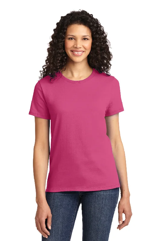 women's fitted tops -Port & Company Womens Essential Short Sleeve Crewneck T-Shirt - Sangria Pink - Closeout