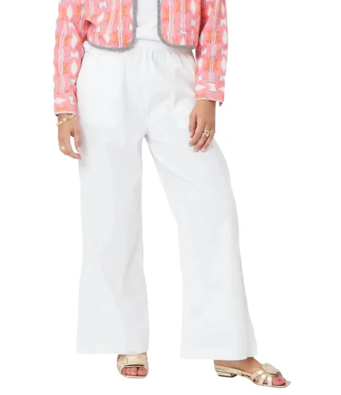 women's stretchable trousers -floral chiffon blouses for women -Palazzo Linen Pant In White