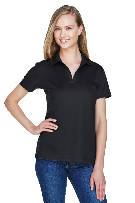 spring fashion tops for women -Devon & Jones Womens CrownLux Performance Moisture Wicking Short Sleeve Polo Shirt - Black