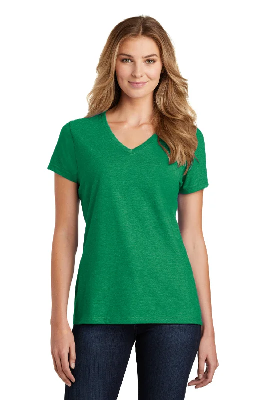 ruched tops for women -Port & Company Womens Fan Favorite Short Sleeve V-Neck T-Shirt - Heather Athletic Kelly Green