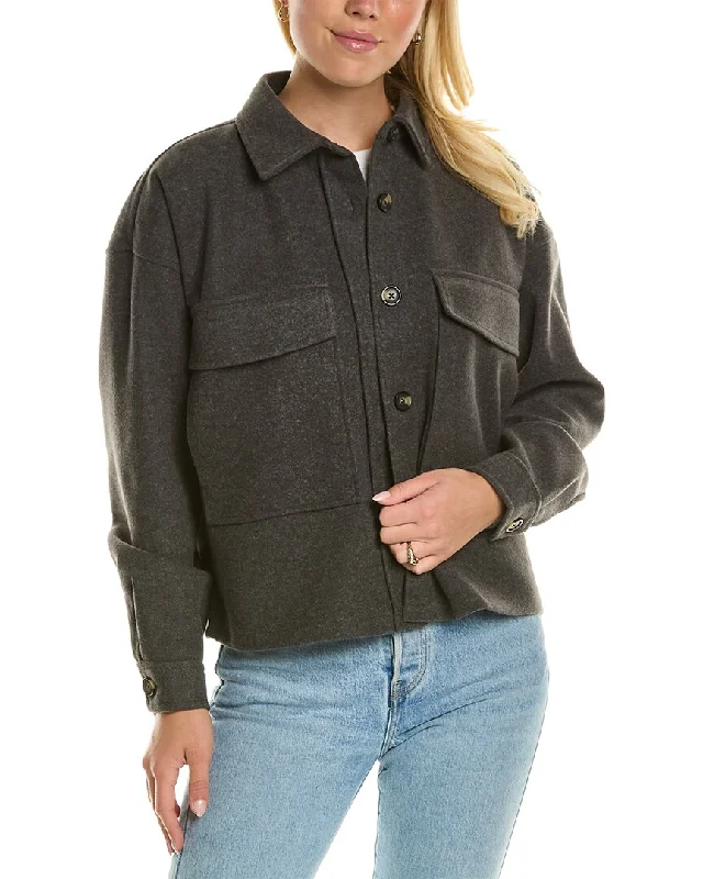 casual zip-up jackets for women -fitted blouses for women -beachlunchlounge Double Faced Cropped Knit Jacket