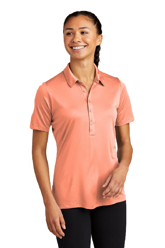 women's workout tank tops -Sport-Tek Womens Moisture Wicking Short Sleeve Polo Shirt - Soft Coral Orange