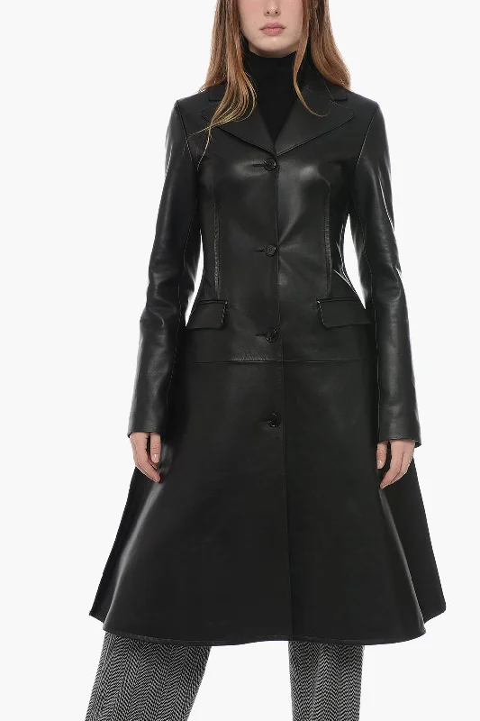 autumn jackets for women -women's ruffle tops -J.W.Anderson Leather Trench Coat with Stitch Detailing