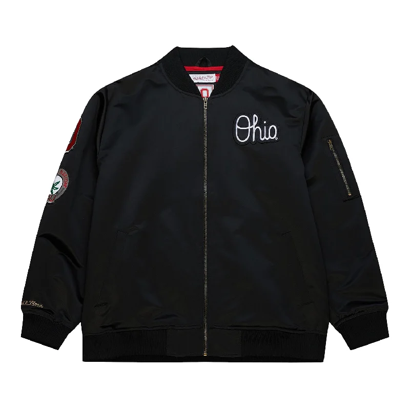 stylish jackets for women -women's cotton t-shirts -Ohio State Buckeyes Mitchell & Ness Satin Bomber Jacket