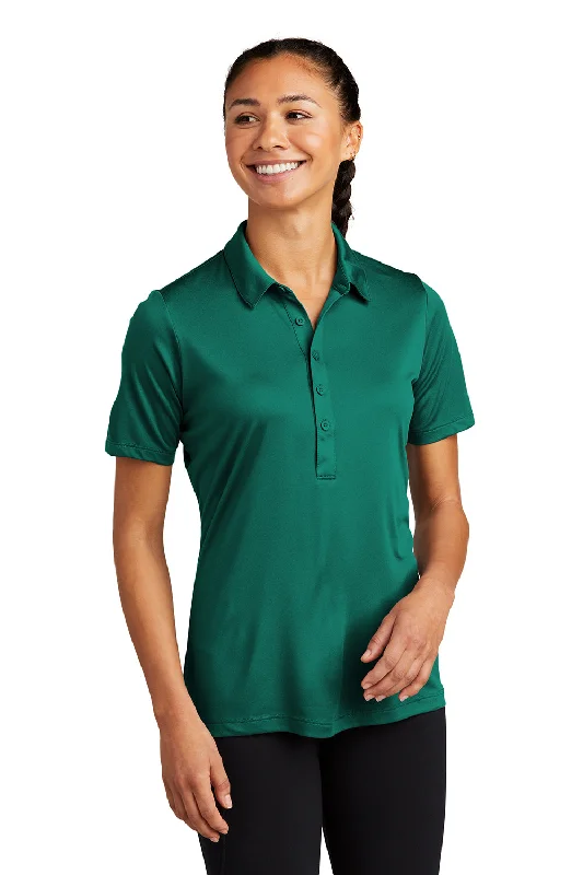 warm tops for women -Sport-Tek Womens Moisture Wicking Short Sleeve Polo Shirt - Marine Green