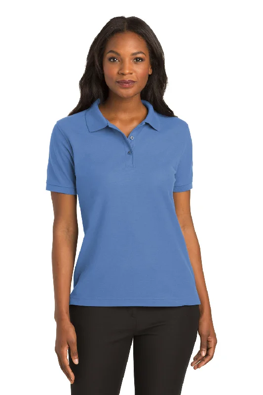 stylish tops for ladies -Port Authority Womens Silk Touch Wrinkle Resistant Short Sleeve Polo Shirt - Ultramarine Blue