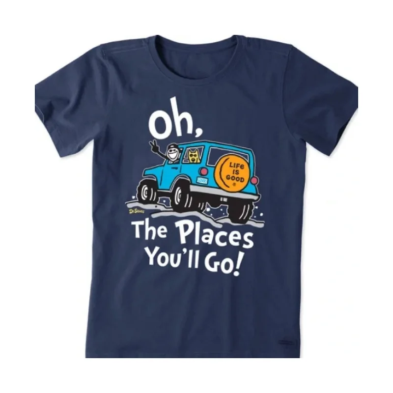 button-up shirts for women -Life Is Good Women's Dr. Seuss Oh The Places You'll Go Crusher Tee - Darkest Blue - ONLINE STORE CREDIT/EXCHANGE ONLY