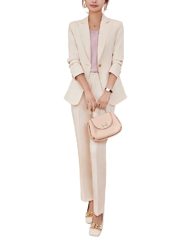 vintage-inspired jackets for women -peplum tops for women -Bossy Chic 2pc Blazer & Pant Set