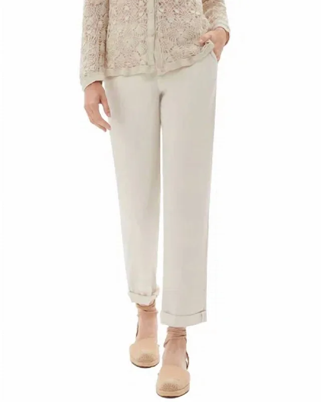 capri leggings for women -spring fashion tops for women -Mitchell Roll Cuff Chino In Natural