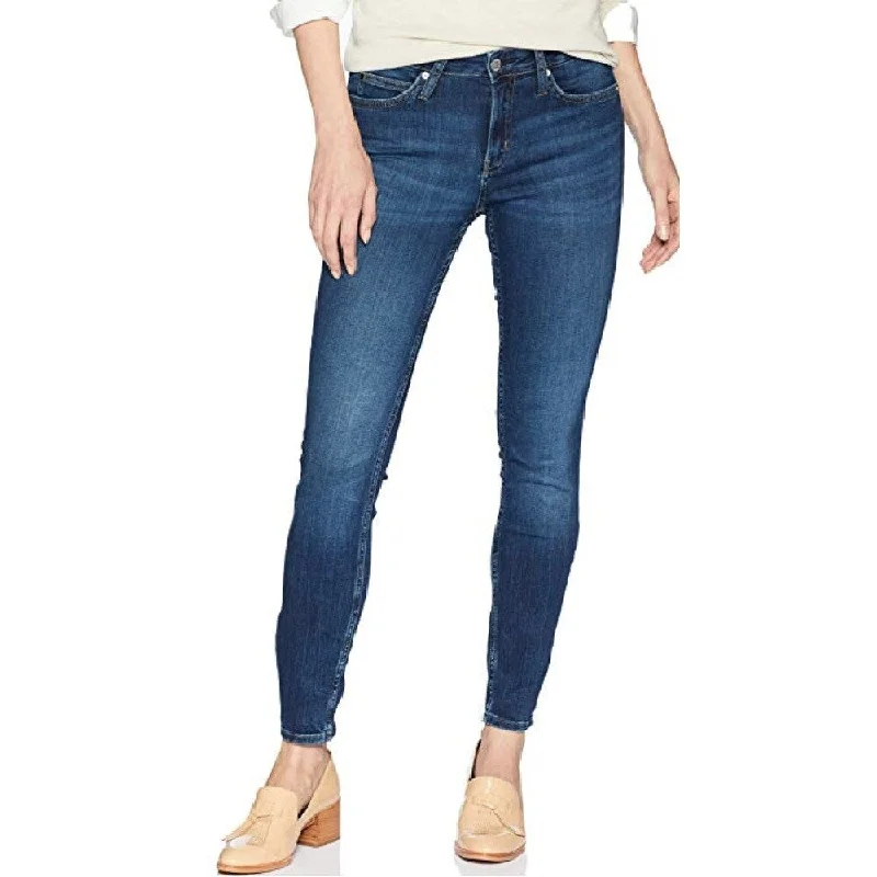 women's flared pants -loose fit women's tops -Calvin Klein Women's Mid Rise Skinny Jeans Jb Blue Size 31"