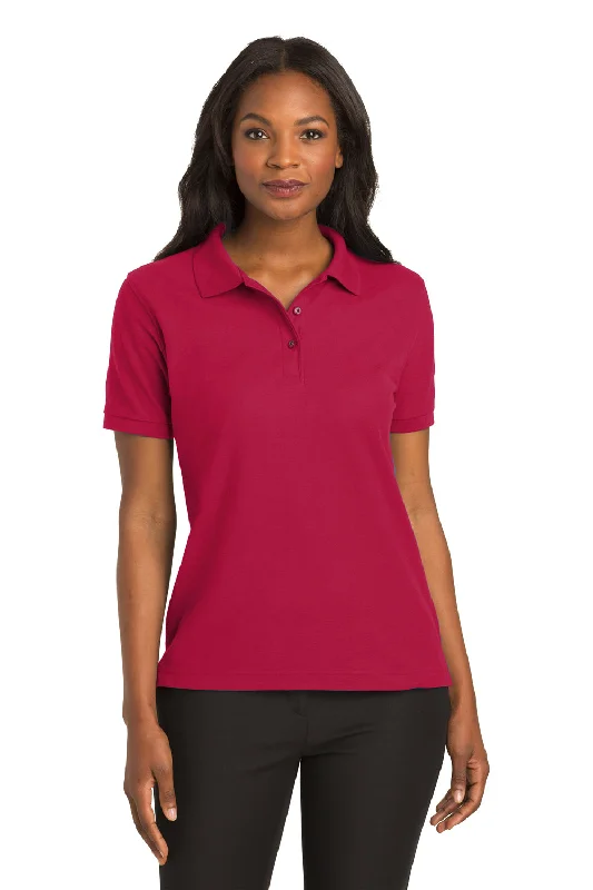 oversized tunic tops for women -Port Authority Womens Silk Touch Wrinkle Resistant Short Sleeve Polo Shirt - Red