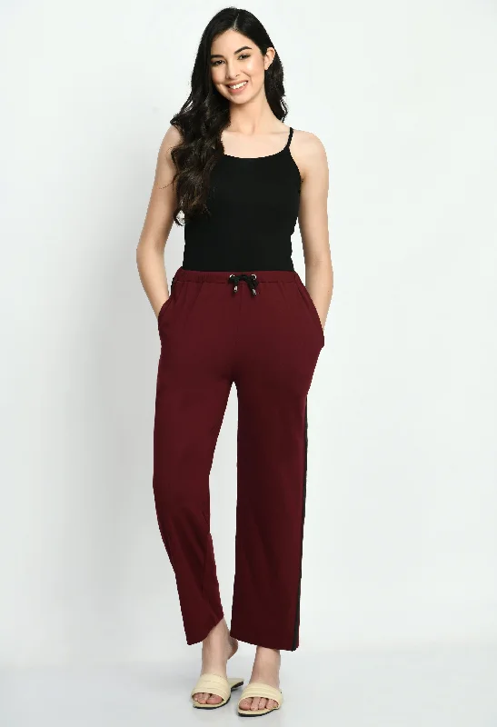 stretchy work pants for women -cotton tunics for women -Straight Leg Joggers With Contrast Side Twill Tape