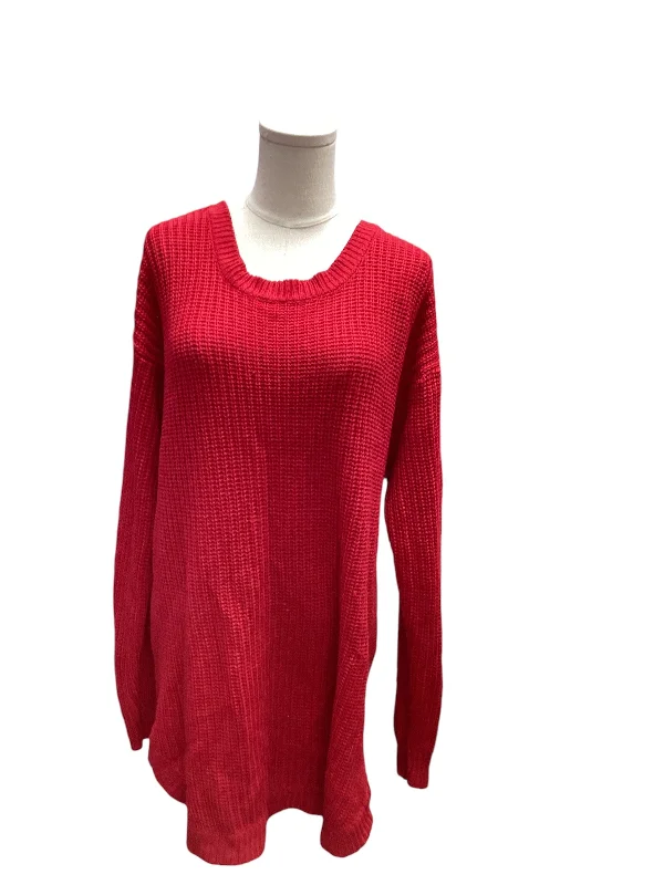 thick fleece coats for women -unique tops for women -Love Change Women's Sweater Red 3X