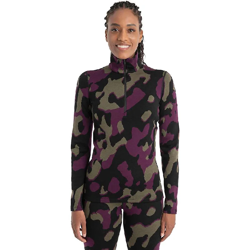 women's long sleeve blouse -Icebreaker Women's Merino 260 Vertex Half Zip Natural Camo LS Top