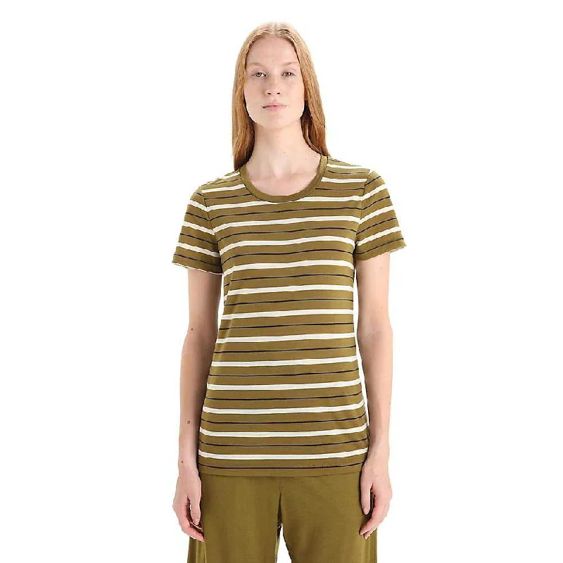 ribbed tank tops for women -Icebreaker Women's Wave SS Stripe Tee