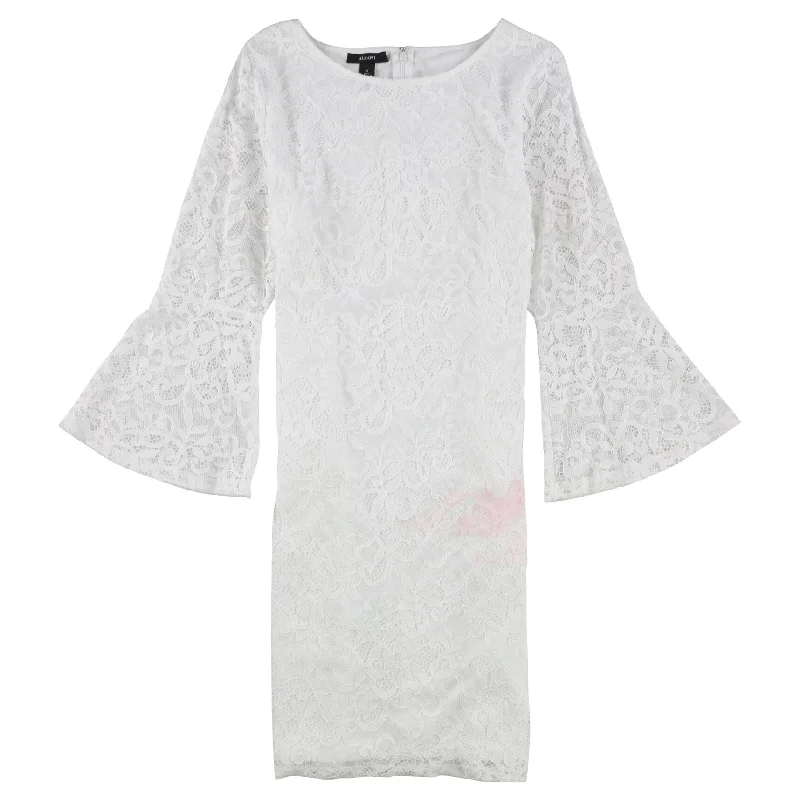 sleeveless dresses for women -women's summer blouses -Alfani Womens Lace Sheath Shift Dress, White, 10