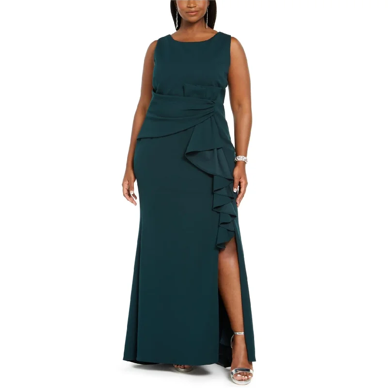 summer midi dresses for women -bell sleeve tops for women -Betsy & Adam Womens Side-Bow Gown Sheath Slit Dress