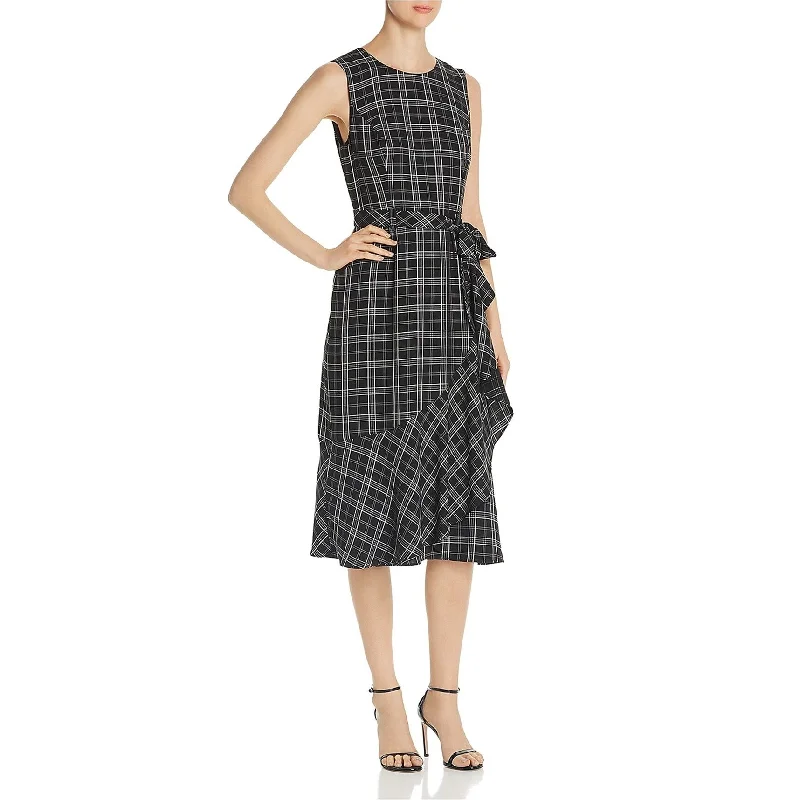 formal dresses for women -oversized t-shirts for women -Calvin Klein Womens Plaid A-line Dress, Black, 2