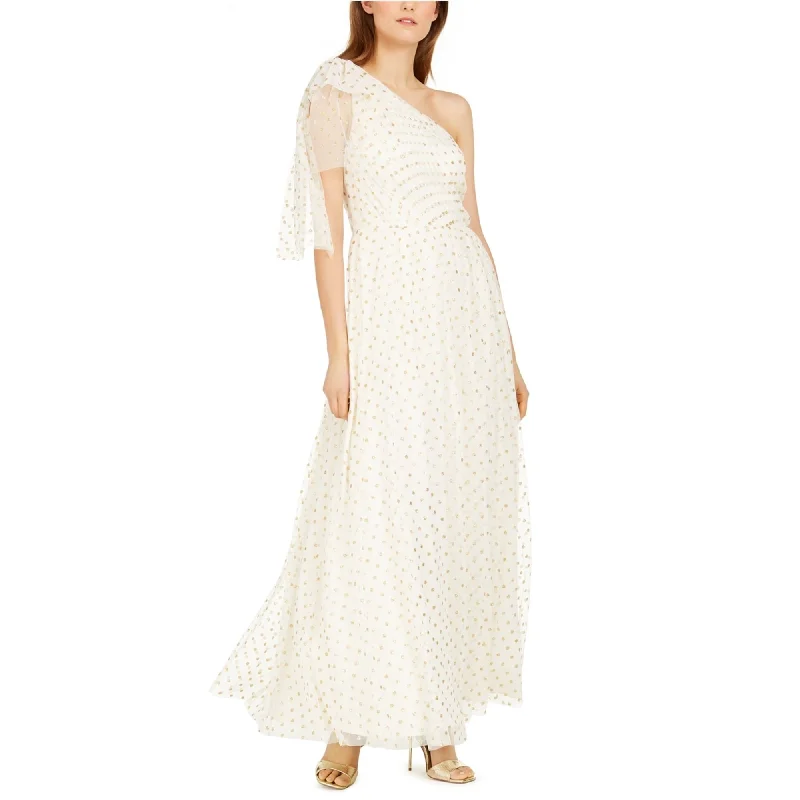 maxi dresses for women -women's v-neck shirts -Eliza J Womens Glitter Polka Dot Asymmetrical Dress, Off-White, 14