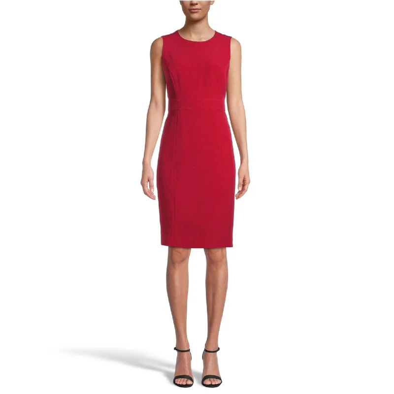 shift-style dresses for women -women's mesh tops -Kasper Womens Solid Sheath Dress, Red, 16