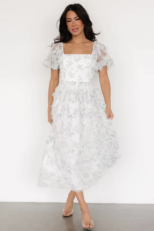 boho chic dresses for women -cute tops for women -Kiera Ruffle Dress | Off White + Lavender