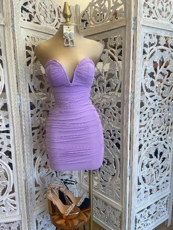 off-the-shoulder maxi dresses for women -basic tops for women -Lavender Heart Lined Mini Dress