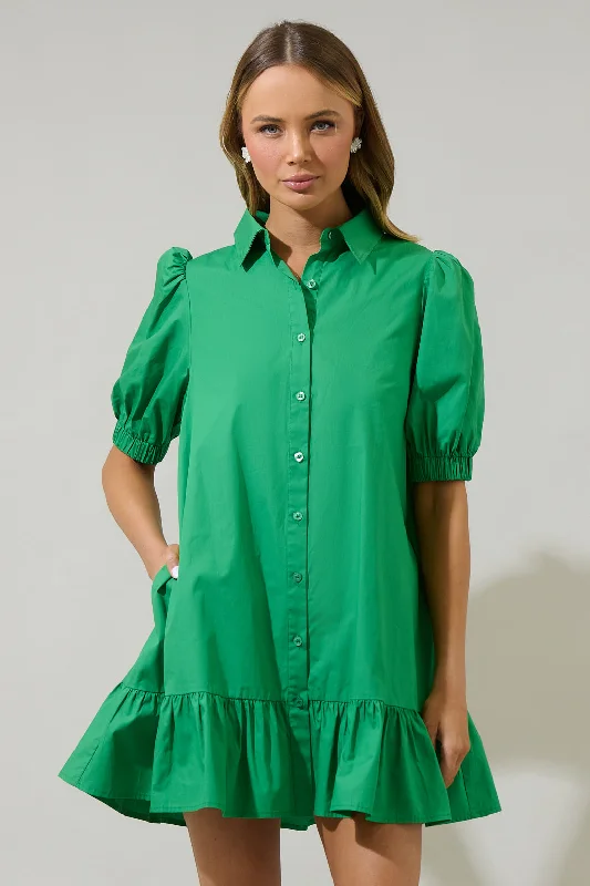 ruffle dresses for women -women's pleated tops -Levy Button Down Shift Dress