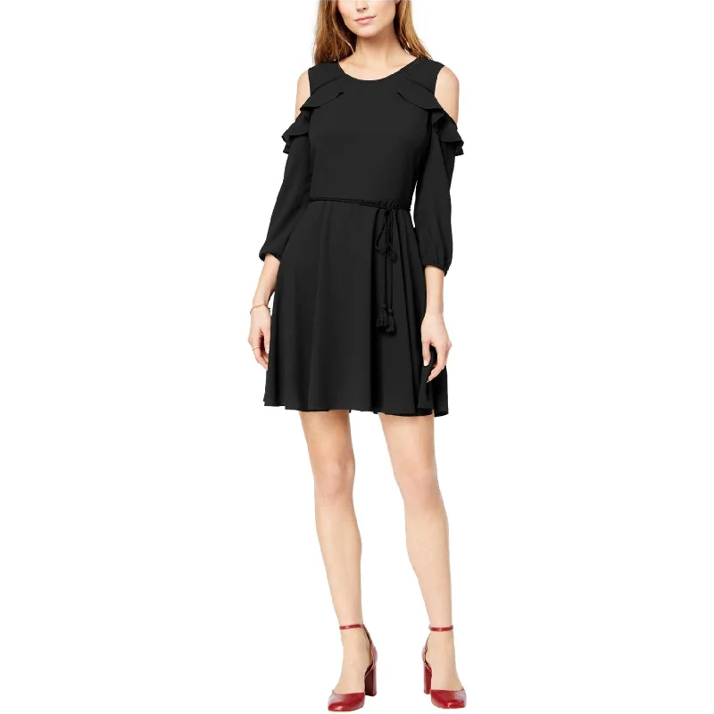 beach dresses for women -women's fitted tops -maison Jules Womens Flounce-Trim A-line Dress, Black, 4