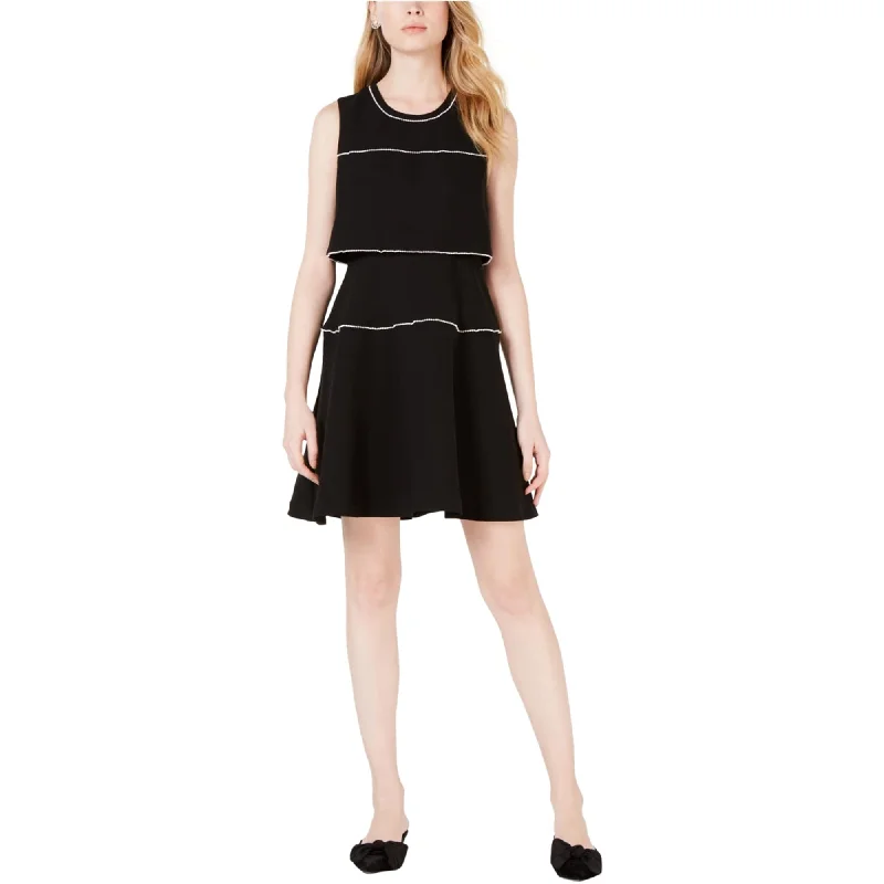 striped dresses for women -women's silk tops -Maison Jules Womens Pearl-Trim Fit & Flare Dress