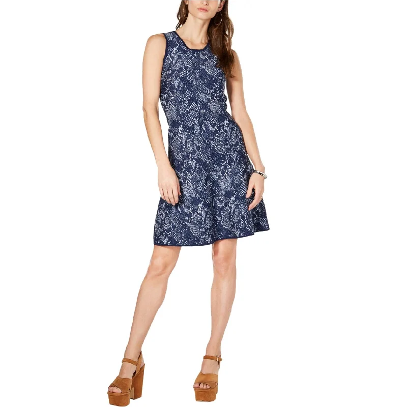 floral print dresses for women -women's cotton t-shirts -Michael Kors Womens Sweater Fit & Flare Dress, Blue, XX-Small