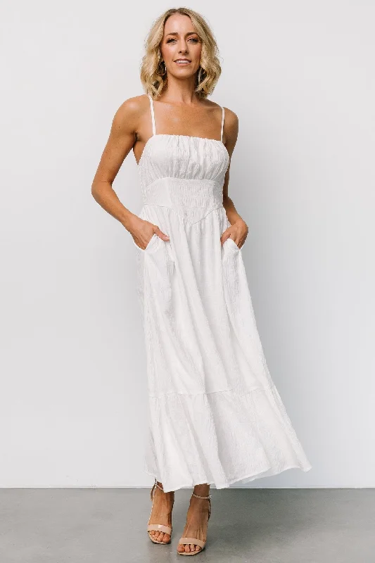 boho style dresses for women -women's lace tops -Mikayla Textured Tank Dress | Off White