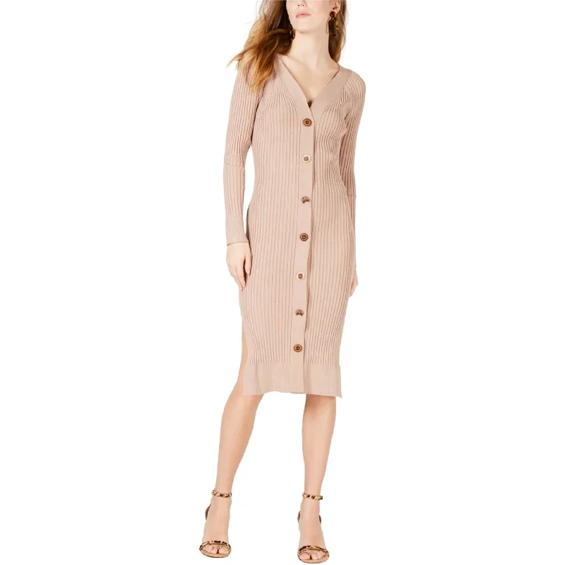 women's wrap dresses -stylish tops for ladies -Moon River Womens Button Front Sweater Dress, Beige, Medium