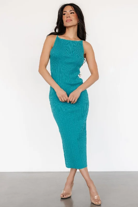 maxi dress with sleeves for women -eco-friendly tops for women -Natia Tank Dress | Teal