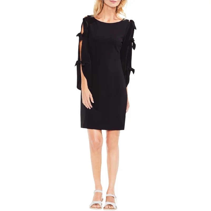 beach dresses for women -women's fitted tops -Vince Camuto Womens Tie-Sleeve Shift Dress, Black, Small