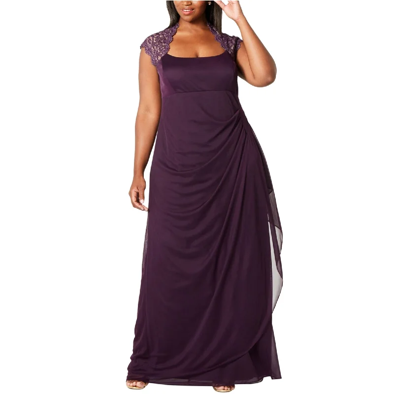 casual shift dresses for women -women's wrap tops -XSCAPE Womens Ruched Gown Dress, Purple, 14W