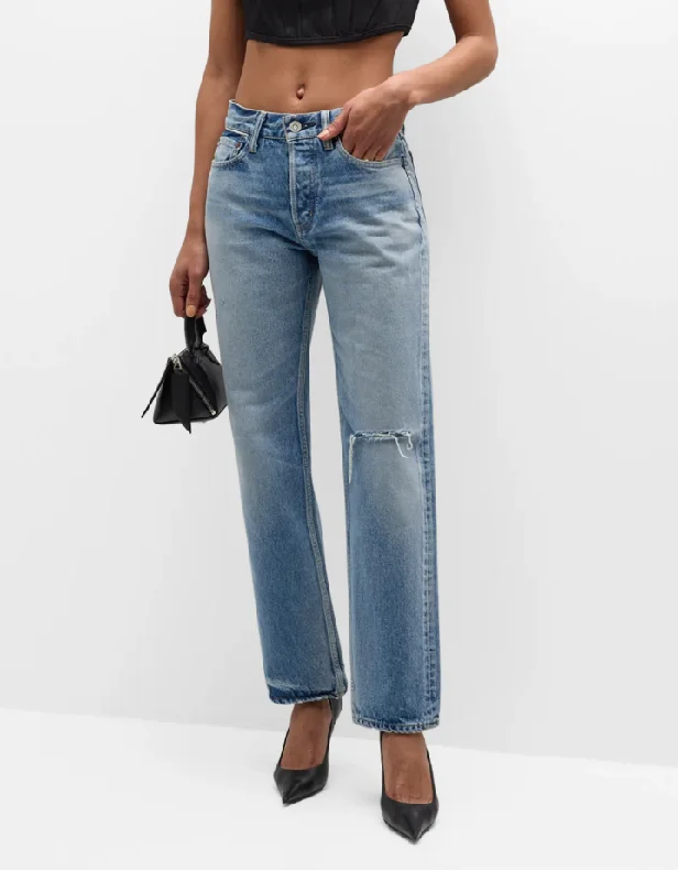 elegant high-waist pants -breathable linen tops for women -Moussy Ballard Wide Straight MR